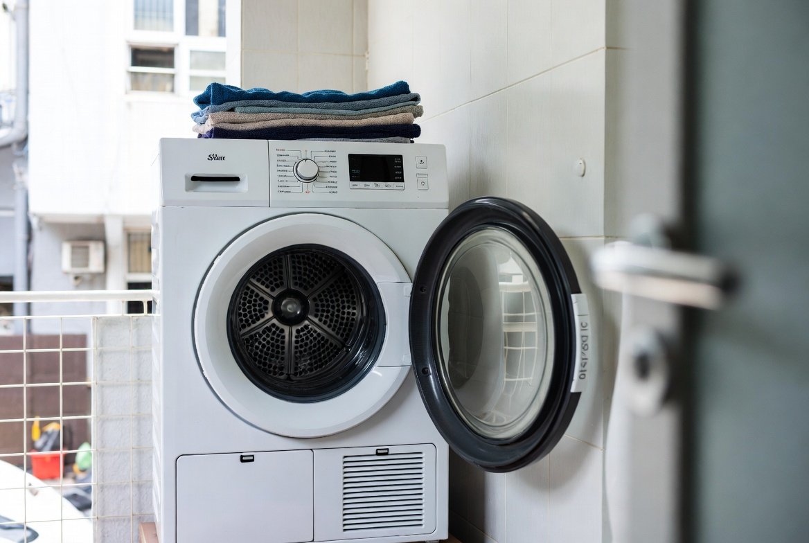 Clothes dryer in a Singapore HDB laundry area.
