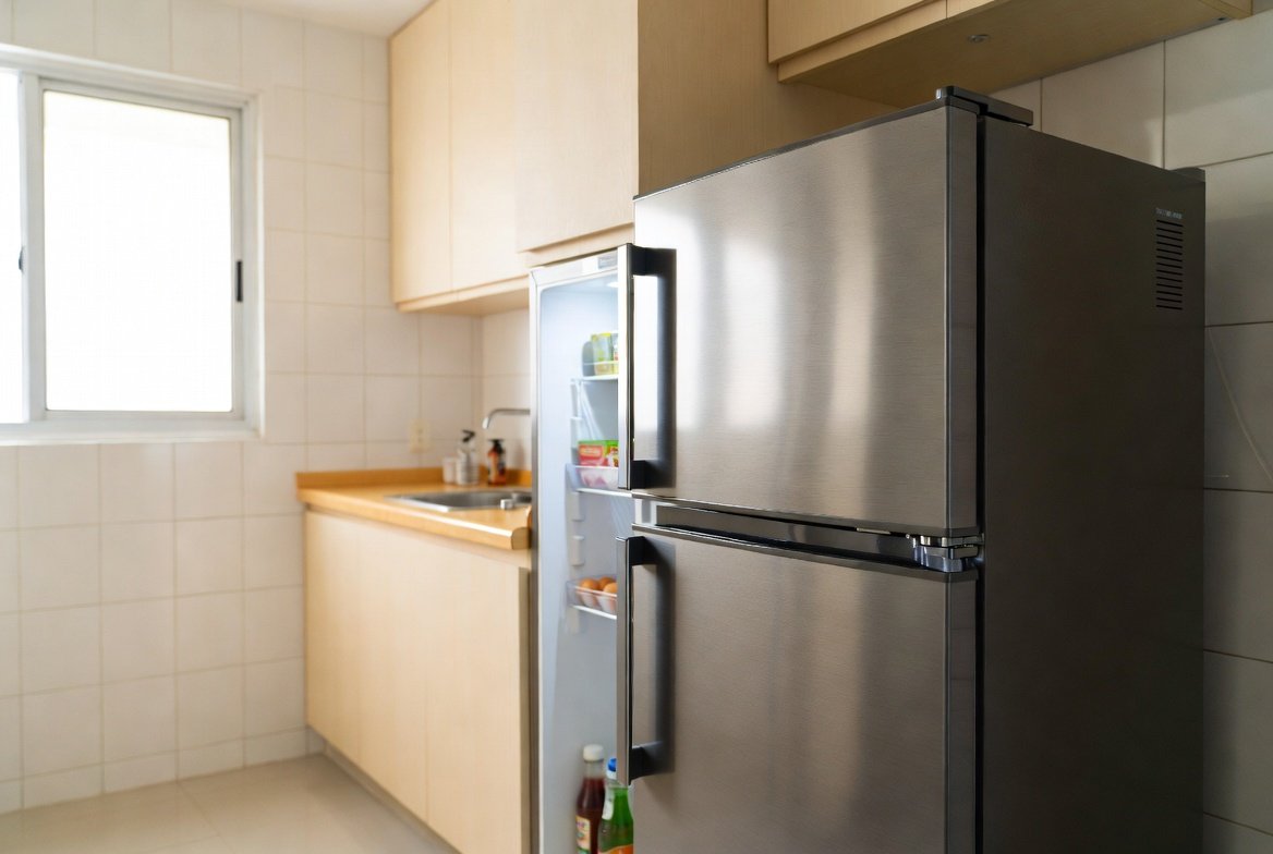 Refrigerator in a Singapore HDB kitchen.